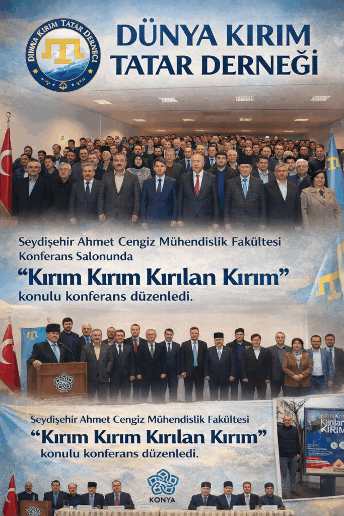 Dünya Kırım Tatar Derneği  Seydişehir Ahmet Cengiz Mühendislik Fakültesi Konferans Salonunda  Kırım Kırım Kırılan Kırım konulu konferans düzenledi 