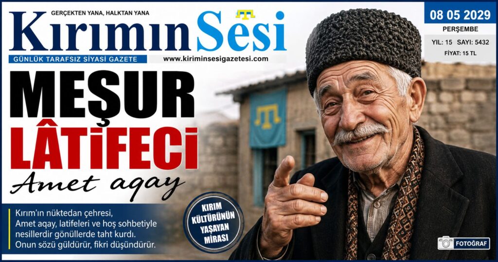 Qırım Tatar medeniyetiniñ ve folklorınıñ eñ parlaq simalarından biri, hazırcevaplığı ve keskin zekâsıyla tanınğan meşur lâtifeci Amet aqaydır.