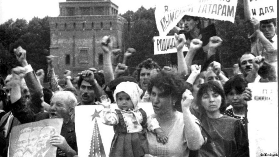 1987 SSCB  Kızıl Meydan Kırım Tatarlarının gösterisi