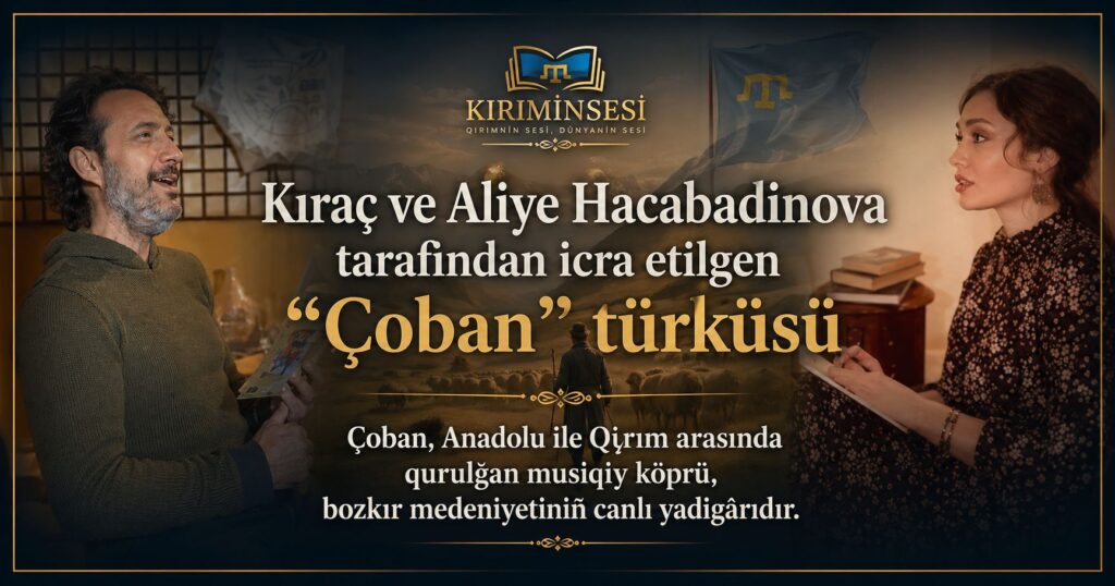 Anadolu rock müziğinin güçlü sesi Kıraç ile Kırım’ın güçlü sesi Aliye Hacabadinova tarafından seslendirilen “Çoban”, yalnız bir türkü degil; Türk dünyasının bozkır hafızasını taşıyan bir yırdır.
