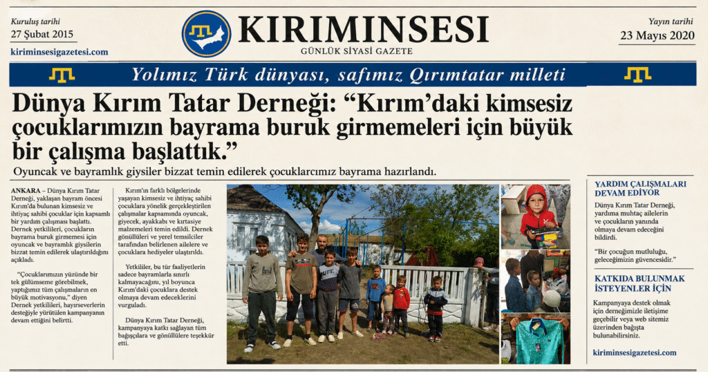 Dernek yetkilileri, Kırım Tatar halkının her zaman yanında olmaya devam edeceklerini belirterek destek veren tüm hayırseverlere teşekkürlerini iletti.