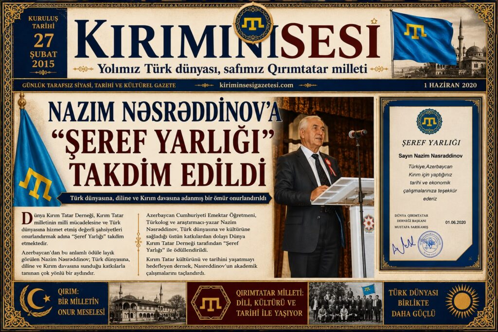 Azerbaycandan Nazim Nəsrəddinov'a Şeref Yarlığı