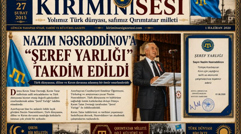 Azerbaycandan Nazım Nasreddinov'a Şeref Yarlığı