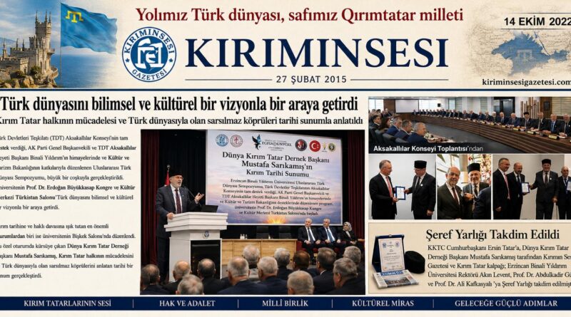 Dünya Kırım Tatar Derneği Başkanı Mustafa Sarıkamış tarafından, Kuzey Kıbrıs Türk Cumhuriyeti (KKTC) Cumhurbaşkanı Ersin Tatar’a Kırım'ın Sesi Gazetesi ve geleneksel Kırım Tatar kalpağı takdim etti.