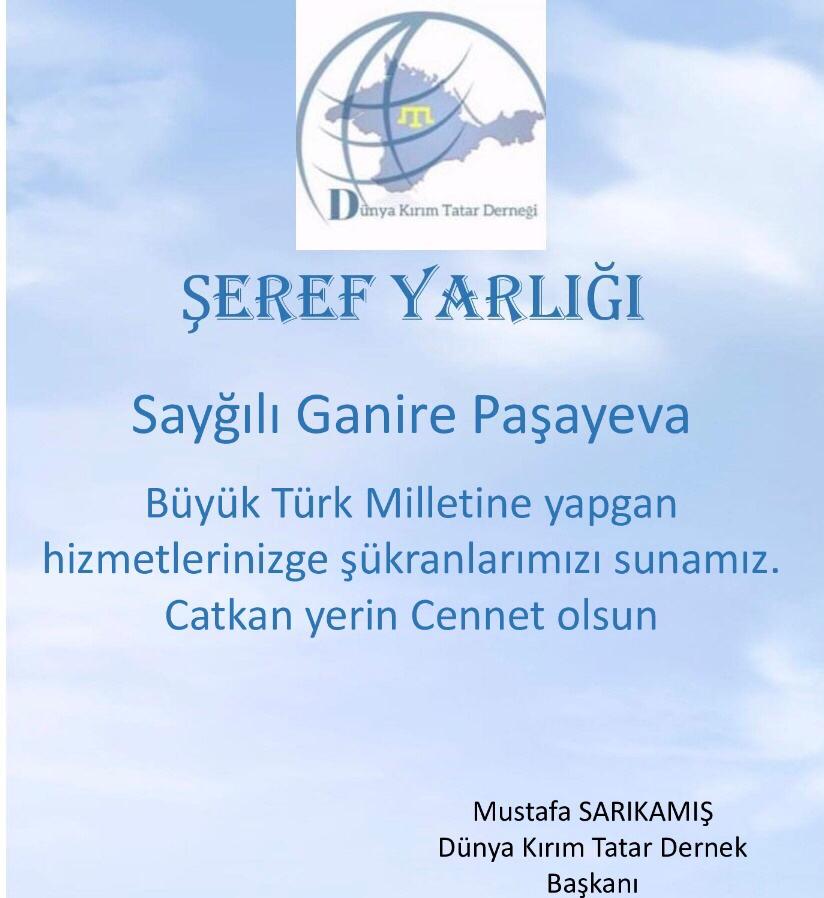 ganire paşayeva şeref yarlığı