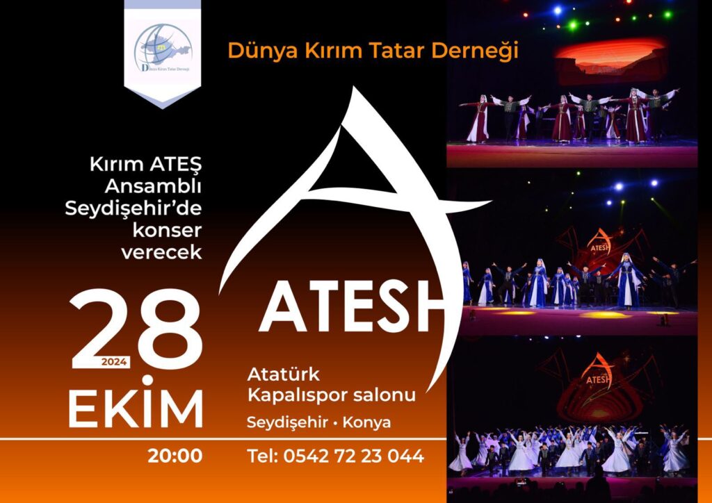 Kırım Tatarlarının geleneksel müzik ve danslarını dünyaya tanıtan Kırım Ateş Topluluğu, Konya'nın Seydişehir ilçesinde sahne alacak. Dünya Kırım Tatar Derneği’nin öncülüğünde düzenlenen konser,