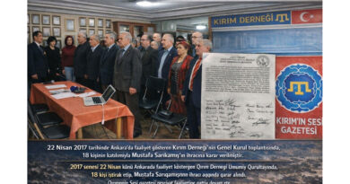 22 Nisan 2017 tarihinde Ankara’da faaliyet gösteren Kırım Derneği’nin Genel Kurul toplantısında, 18 kişinin katılımıyla Mustafa Sarıkamış’ın ihracına karar verilmiştir.