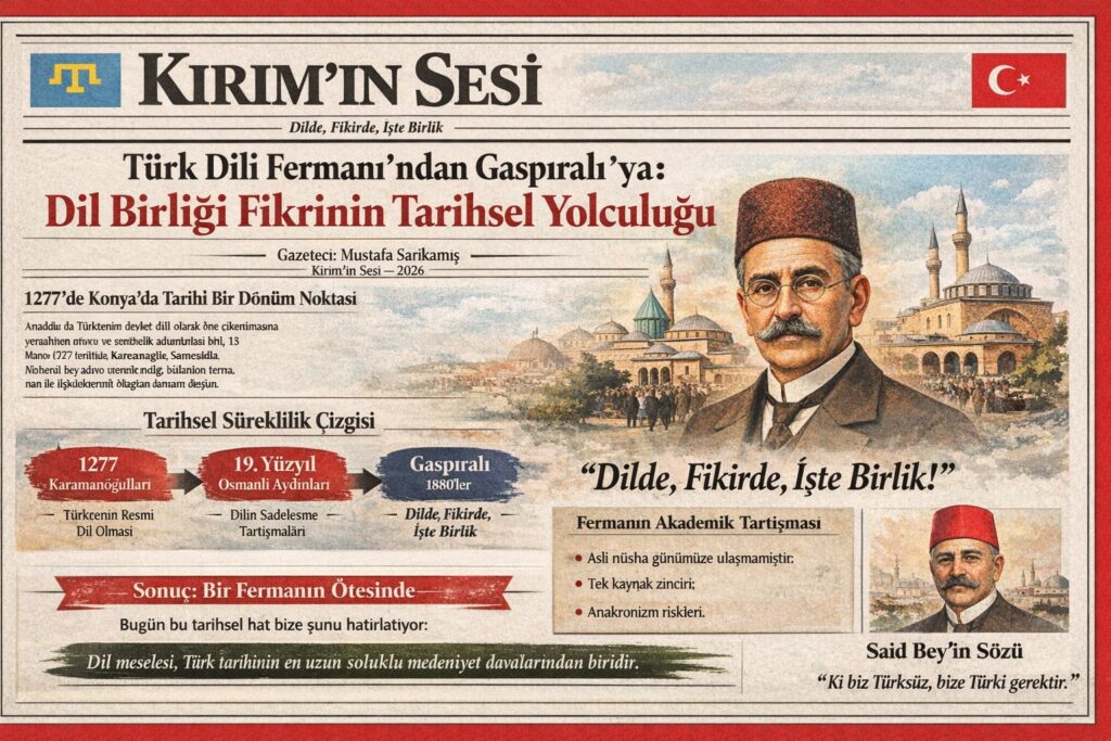 1277 fermanı ile Gaspıralı’nın programı arasında doğrudan kurumsal bağ kurmak zor olsa da, düşünsel süreklilik açıktır. Türkçenin devlet, toplum ve kültür hayatındaki yerini güçlendirme çabası, yüzyıllar boyunca farklı biçimlerde varlığını sürdürmüştür.

Bugün bu tarihsel hat bize şunu hatırlatmaktadır: Dil meselesi, Türk tarihinin en uzun soluklu medeniyet davalarından biridir.