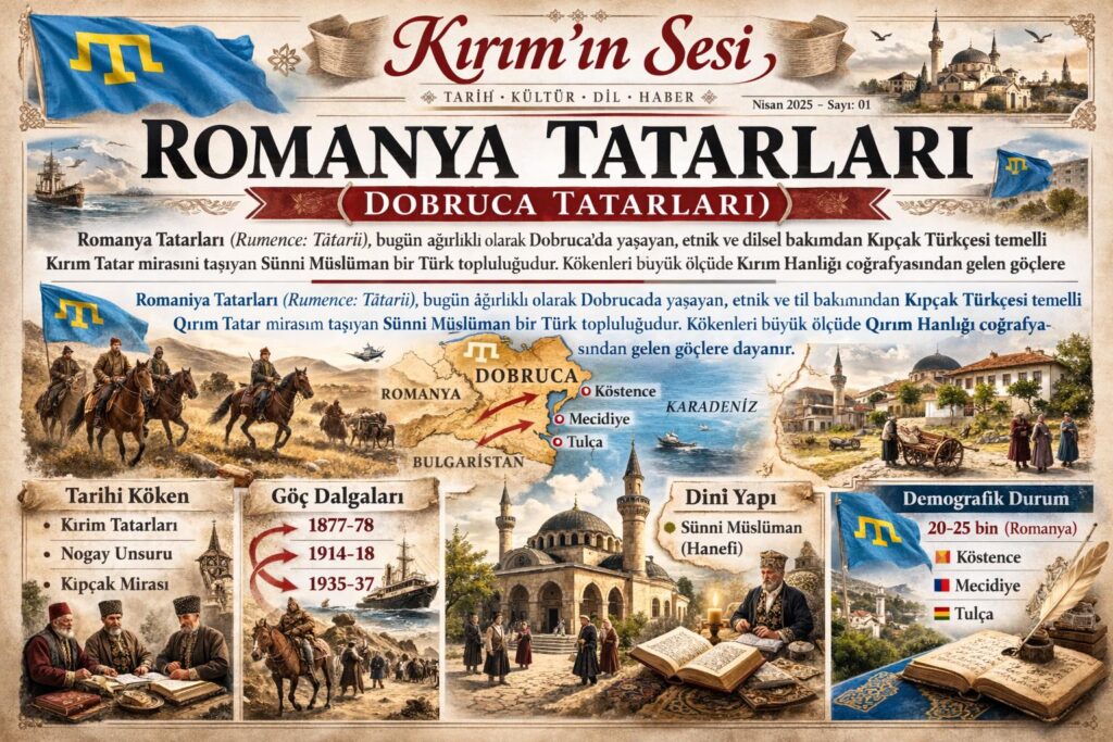 Romanya Tatarları büyük ölçüde: Sünni (Hanefî) Müslümandır. Osmanlı mirası kurumlar: camiler medreseler vakıflar kimliğin korunmasında tarihsel rol oynamıştır.
