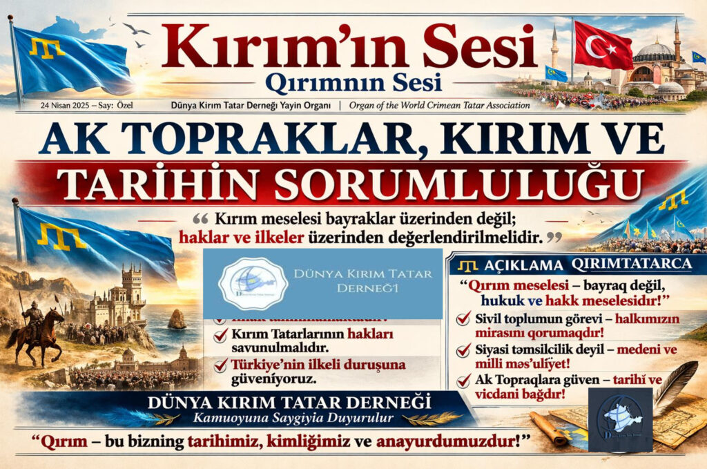 Kırım meselesi bayraklar üzerinden değil; haklar ve ilkeler üzerinden değerlendirilmelidir. Sivil toplum kuruluşlarının görevi, herhangi bir devletin temsilciliğini yapmak değil; Kırım Tatar halkının kültürel mirasını, insan haklarını ve anayurt bağını savunmaktır.
