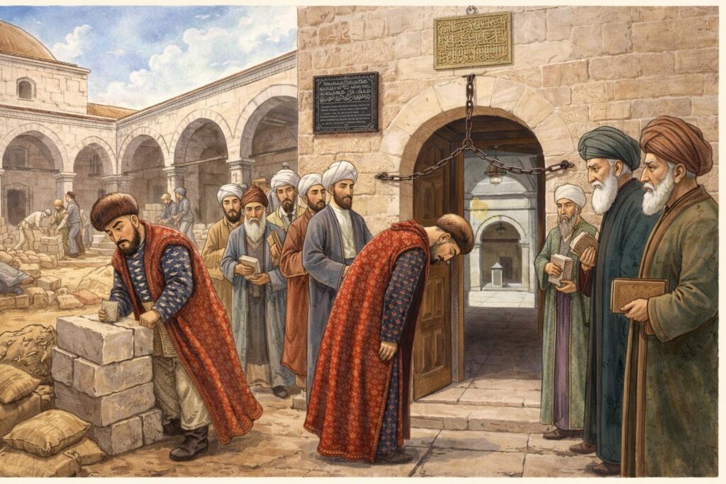 Bahçesaray Salacıqta yerləşken bu eser Qırım Tatarlarınıñ mühim mimariy abidelerinden biridir. Şarqiy Avrupa’daki en eski tahsil müesseselerinden biri olğan Zincirli Medrese, tek kirüv yeri olğan tar qapı üstündeki kitabege köre I. Mengli Giray Han tarafından 1500 senesinde yaptırılğandır. Avrupa Orta asır taassubu içinde adamlar diri diri yandırılğan devirlerde, ilim-irfan ögrenilsin dep inşa etilgen bir binadır.