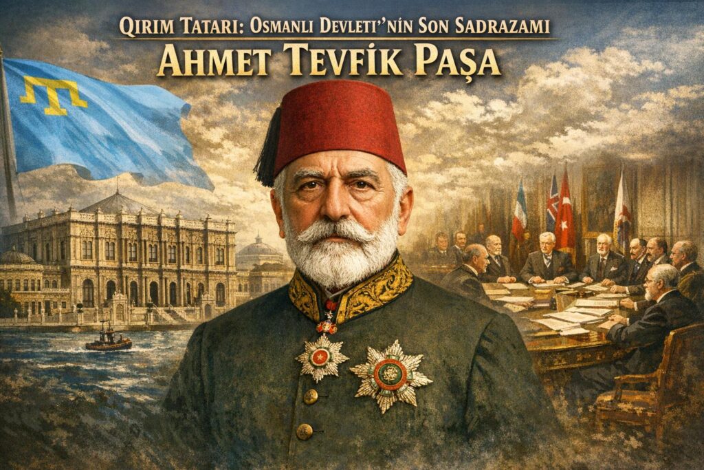 Kırım Tatarı asıllı Ahmet Tevfik Okday (1845-1936), Osmanlı İmparatorluğu'nun son sadrazamıdır. 1918-1922 yılları arasında, işgal ve saltanatın kaldırılması süreçlerinde üç dönem (toplam 2 yıldan fazla) sadaret makamında bulunmuştur. Dürüstlüğü, uzlaştırıcı kişiliği ve diplomatik tecrübesiyle bilinen Paşa, saltanatın kaldırılmasıyla 4 Kasım 1922'de istifa etmiştir 