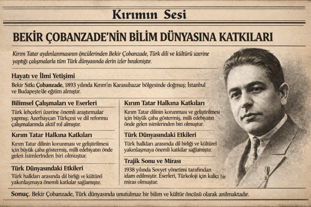 Bekir Çobanzade'nin bilimsel mirası