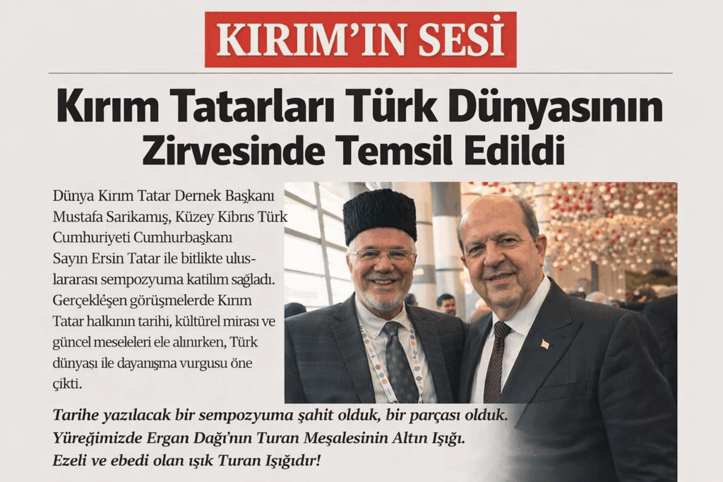 ersin tatar KKTC Program kapsamında ayrıca, Kırım Tatar milli kimliğinin önemli sembollerinden biri olan “kalpak” takdim edildi. Bu anlamlı hediye, Türk dünyası arasındaki kültürel bağların güçlenmesine ve Kırım Tatarlarının köklü mirasının yaşatılmasına katkı sundu.