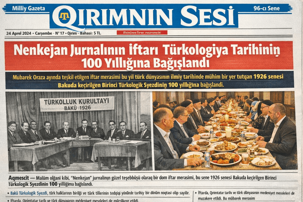 Mubarek Oraza ayında teşkil etilgen iftar merasimi bu yıl türk dünyasınıñ ilmiy tarihinde mühim bir yer tutqan 1926 senesi Bakuda keçirilgen Birinci Türkologik Syezdiniñ 100 yıllığına bağışlandı.