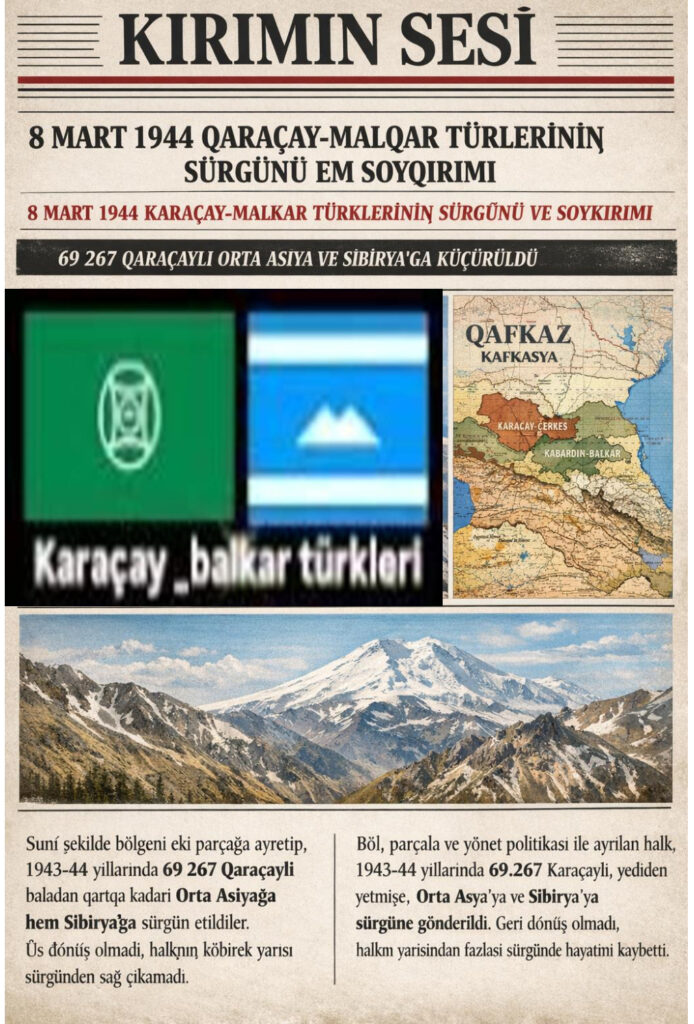 8 MART 1944 – QARAÇAY-MALQAR TÜRKLERİNİÑ SÜRGÜNÜ EM SOYQIRIMI