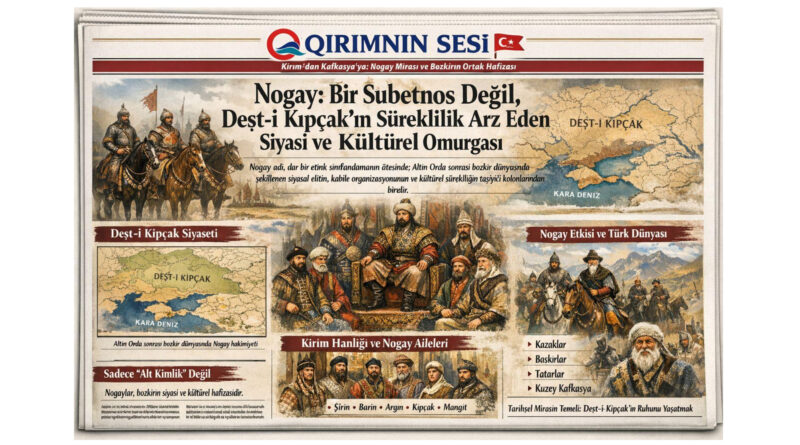 Nogaylar, kökenleri Altın Orda Devleti'ne dayanan, Deşt-i Kıpçak bozkırlarından Kuzey Kafkasya ve Karadeniz'in kuzeyine kadar geniş bir coğrafyada etkin olmuş, Türk dili ve kültürünü taşıyan müstakil bir Türk halkıdır. Hun-Bulgar, Hazar, Kıpçak ve Mangıt gibi unsurlardan etnogenezleri şekillenen Nogaylar, bölgenin tarihi ve kültürel omurgasını oluşturan köklü bir savaşçı halktır. 
