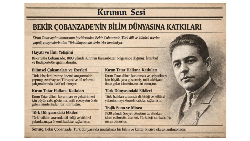 Bekir Çobanzade'nin bilimsel mirası