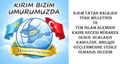 Vatan Qırım’da ezanlarnı devam ettirmege ve bayrağımıznı tik tutmaq içün küreşken güzel öz halqımızğa ve bütün Müslüman Türk dünyasına mübarek geceler tileymiz! türkçe istiyoruz