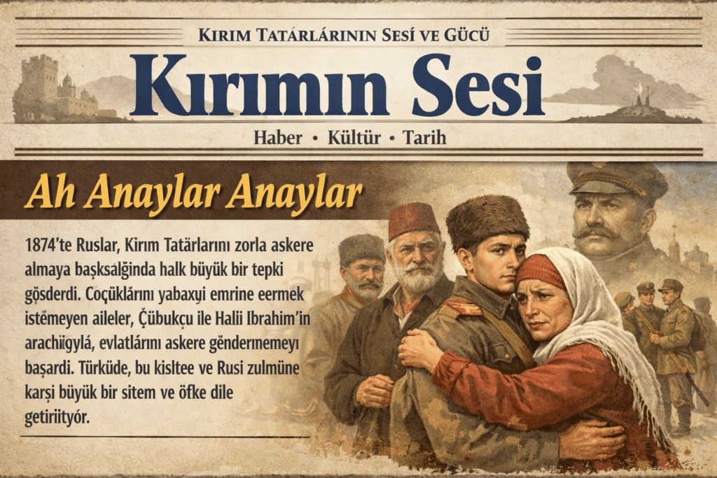 1874’te Ruslar, Kırım Tatarlarını zorunlu askere almaya başladığında halk büyük bir kaygı ve öfke yaşadı. Çubukçu ve Halil İbrahim isimli kahramanlar, Ruslarla ilişkilerini iyi yöneterek çocuklarının askere gitmesini önledi.