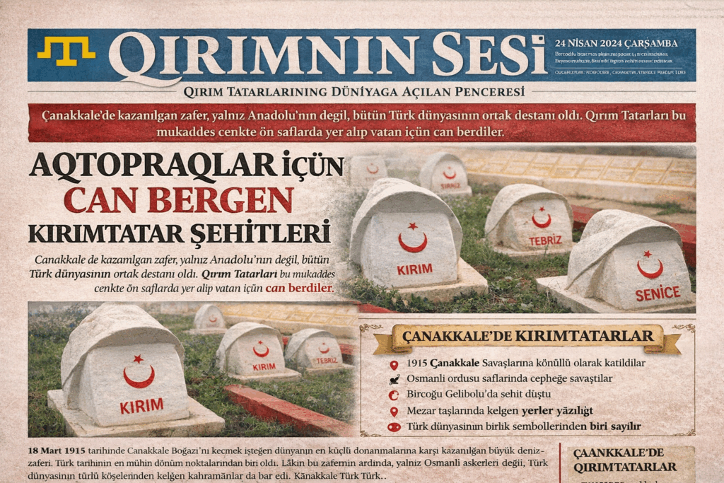 Çanakkale’de toprağa düşen Kırım Tatar şehitleri, Aktopraklar uğruna canlarını seve seve vermiş, tarih sahnesinde unutulmaz bir iz bırakmıştır. Onların aziz hatırası, bugün de Türk dünyasının ortak hafızasında yaşamaya devam etmektedir.