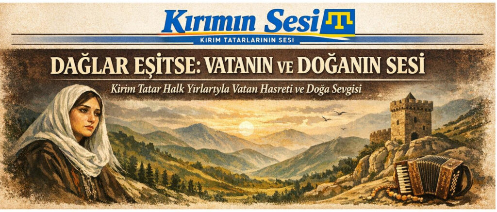 Dağlar eşitse derdimi,
Taşlar bilse hâlimni,
Yüreğimde yanan ateş,
Söndürmezler zalimni.

Qırım diye çağırırım,
Sesim yiter dağlara,
Bir gün elbet döneriz biz,
Hasret kalan yurtlara.