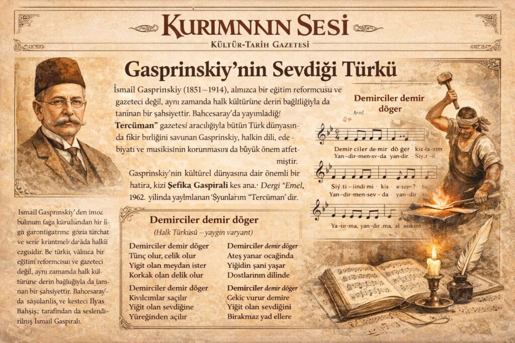 İsmail bey gaspıralı İsmail Gasprinskiy ve Sevdiği Türkü: Demirciler Demir Döger