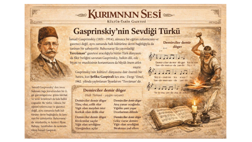 Ismail Bey Gaspıralı Sevdiği Türkü: Demirciler Demir Döger