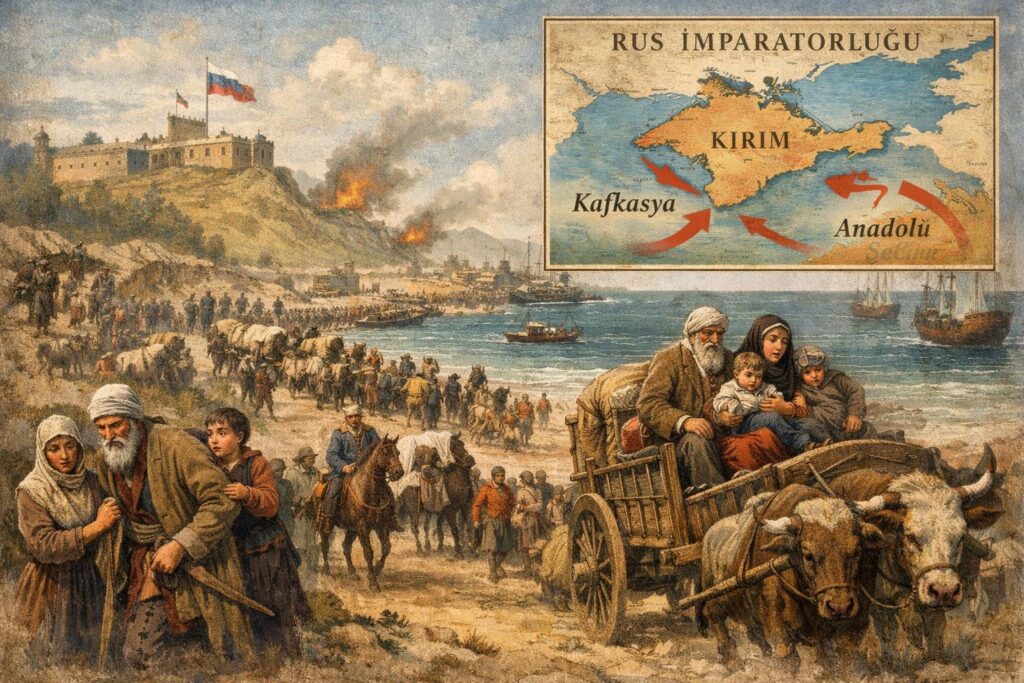  Kırım ve Kafkasya'nın işgali sonrası baskı, sürgün ve savaşlar nedeniyle milyonlarca Kırım Tatarı, Kafkas halkı, Çerkesler, Abhazlar, Çeçenler, Osmanlı topraklarına (Anadolu ve Balkanlar) göç etmek zorunda kalmıştır.