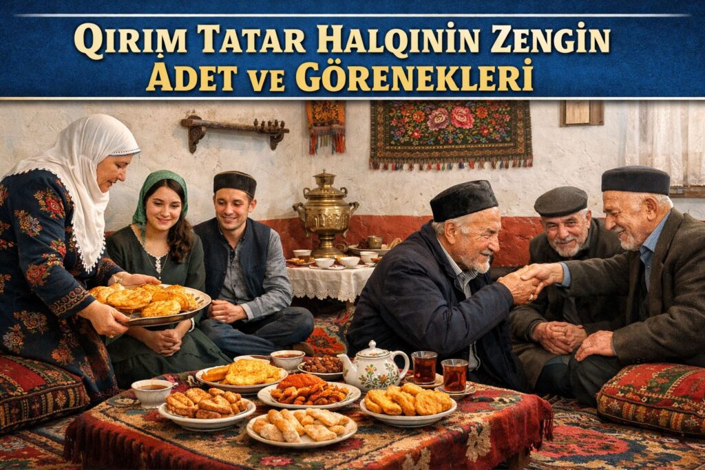 Qırım Tatar halqınıñ adetleri sadece günlük hayat kuralları değil, aynı zamanda bir milletniñ ahlâqını, imanını ve kültürünü yaşatan manevi mirastır. Bu gelenekler nesilden nesile aktarılaraq bugün de Qırım Tatar kimliginiñ yaşamasına hizmet etmektedir
