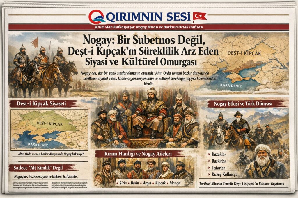  Altın Orda'nın dağılmasıyla Nogay Ordası'nı kuran halk, Kafkasya ve Kırım'da 17-18. yüzyıllarda yoğun şekilde bulunmuş ve bölge siyasetinde önemli rol oynamıştır.