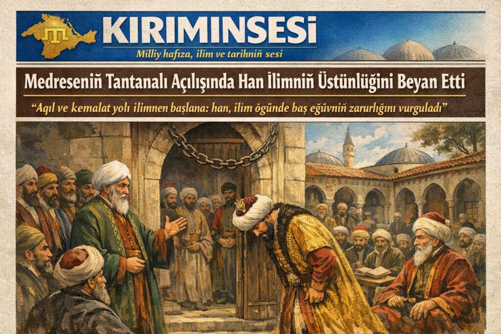 Medreseniñ Tantanalı Açılışında I Meñli Geray Han İlimniñ Üstünlügini Beyan Etti