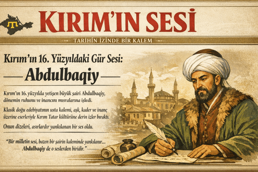 Kırım’ın zengin kültürel ve edebî mirası, asırlar boyunca yetiştirdiği güçlü kalemlerle bugünlere taşındı. Bu isimlerden biri de 16. yüzyılda yaşamış olan şair Abdulbaqiy’dir. 