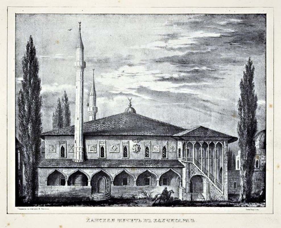 Bahçesaray'daki Han Camii. 1840 tarihli çizim.