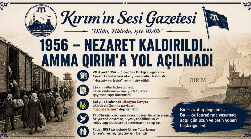 1956: Nezaret kaldırıldı, lâkin Qırımğa yol açılmadı
