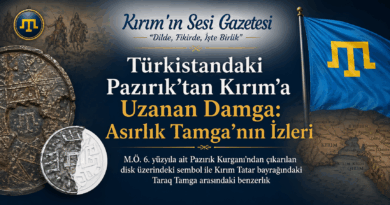 M.Ö. 6. yüzyıla ait Pazırık Kurganı’ndan çıkarılan disk üzerindeki sembol ile Kırım Tatar bayrağındaki Taraq Tamga arasındaki benzerlik, Türk tarihinin derin köklerine işaret ediyor.