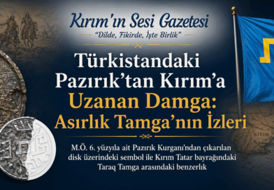 M.Ö. 6. yüzyıla ait Pazırık Kurganı’ndan çıkarılan disk üzerindeki sembol ile Kırım Tatar bayrağındaki Taraq Tamga arasındaki benzerlik, Türk tarihinin derin köklerine işaret ediyor.