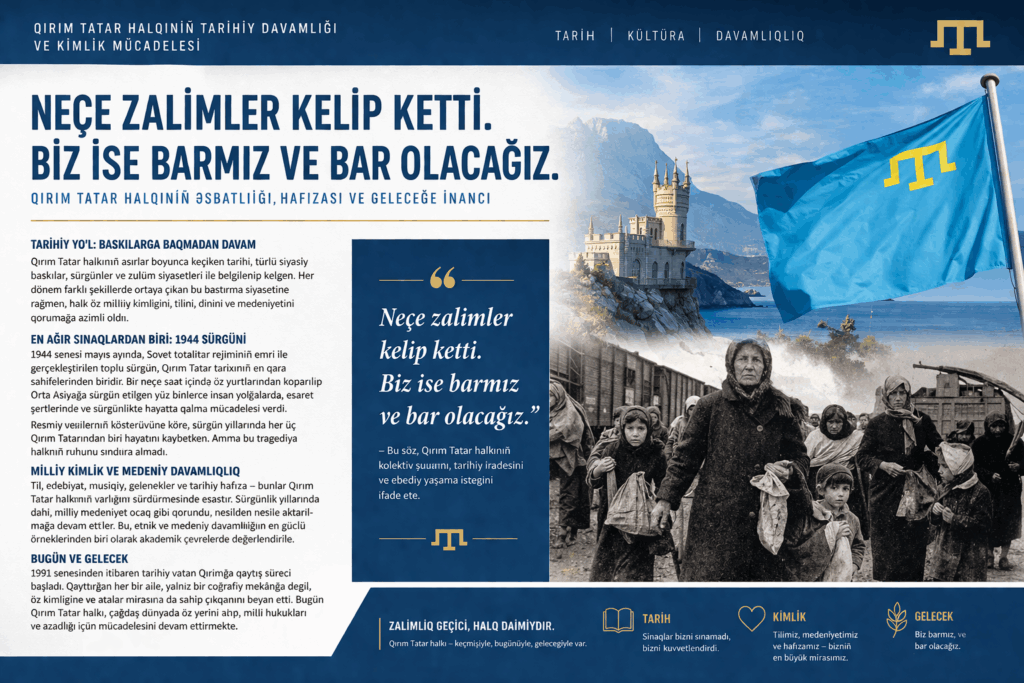 Neçe zalimler kelip ketti… Amma biz barmız, ve ebediyen bar olacağız!