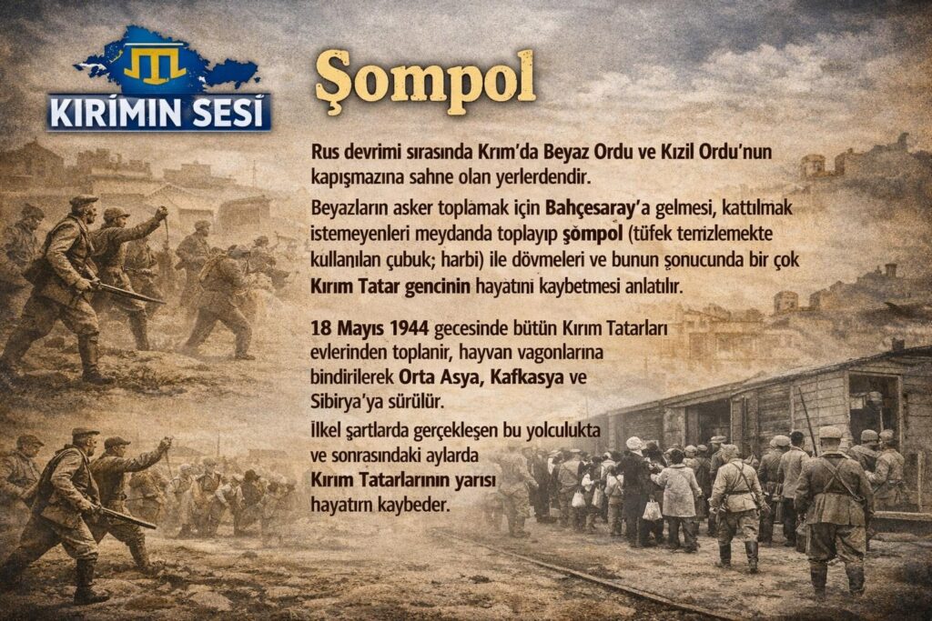 Şompol ile dövdüler, canımızı yaktılar,
Bahçesaray meydanında kanımızı döktüler.