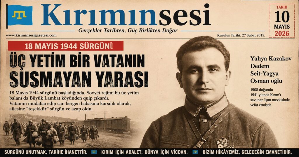18 Mayıs 1944 sürgüni başlanğanda, Sovet rejimi bu üç yetim balanı da Büyük Lambat köyünden quıp çıxardı. Vatanını müdafaa etip can bergen babasına qarşılıq olaraq, ailesine “teşekkür” sürgün ve azap oldı.