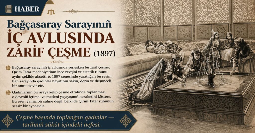 Qırım Hanlığınıñ ihtişamlı idare merkezi olğan Bağçasaray Han Sarayı, er bir taşıman tarihnıñ sessiz şaatı olmağa devam ete. 19-uncı asırnıñ soñlarında, Qırımnıñ medeniy toqumasını tuvallerge aksettirgen sanatkârlar, bizlerge bugün bile hayranlıqman seyretkenimiz paha biçilmez sahneler qaldırdılar.