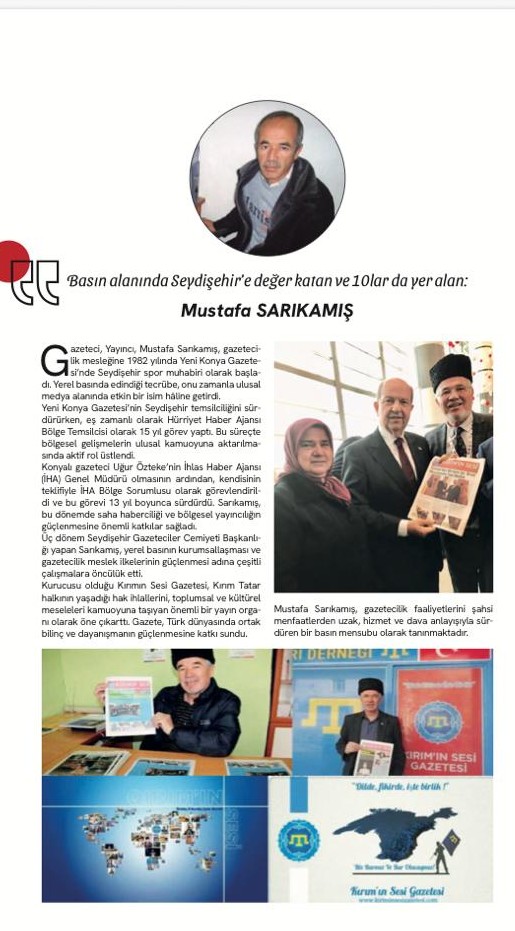 Konya basınının güçlü sesi 10’lar Dergisi, Seydişehir’e değer katan isimleri derlediği özel sayısında gazeteci ve yayıncı Mustafa Sarıkamış’a yer verdi.