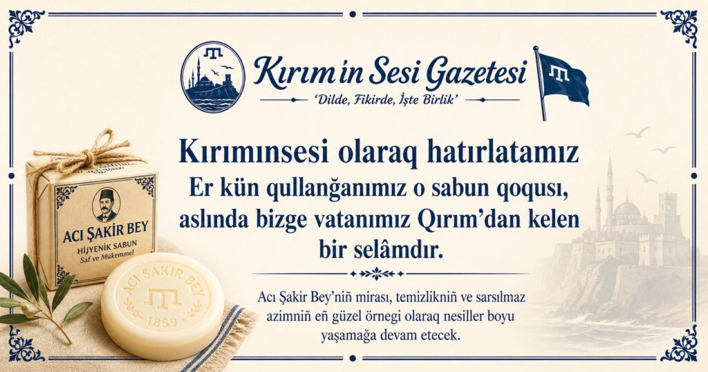 Kırımınsesi olaraq hatırlatamız: Er kün qullanğanımız o sabun qoqusı, aslında bizge vatanımız Qırım’dan kelen bir selâmdır. Acı Şakir Bey’niñ mirası, temizlikniñ ve sarsılmaz azimniñ eñ güzel örnegi olaraq nesiller boyu yaşamağa devam etecek.