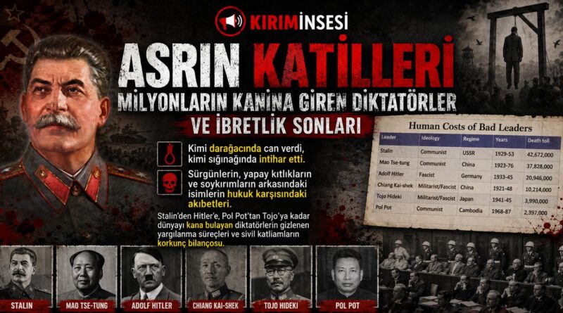 Stalin’den Hitler’e, Pol Pot’tan Tojo’ya kadar dünyayı kana bulayan diktatörlerin gizlenen yargılanma süreçleri ve sivil katliamların korkunç bilançosu.