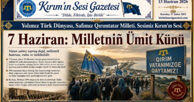 7 Haziran künü, dilde, fikirde ve işte birlik ğayesini yüreginde taşığan Qırım Türkleri içün unudulmaz bir şanlı uyanışnıñ, medeniy tınçlıqnıñ ve kene de vatan toprağına bağlılıqnıñ künüdir.
