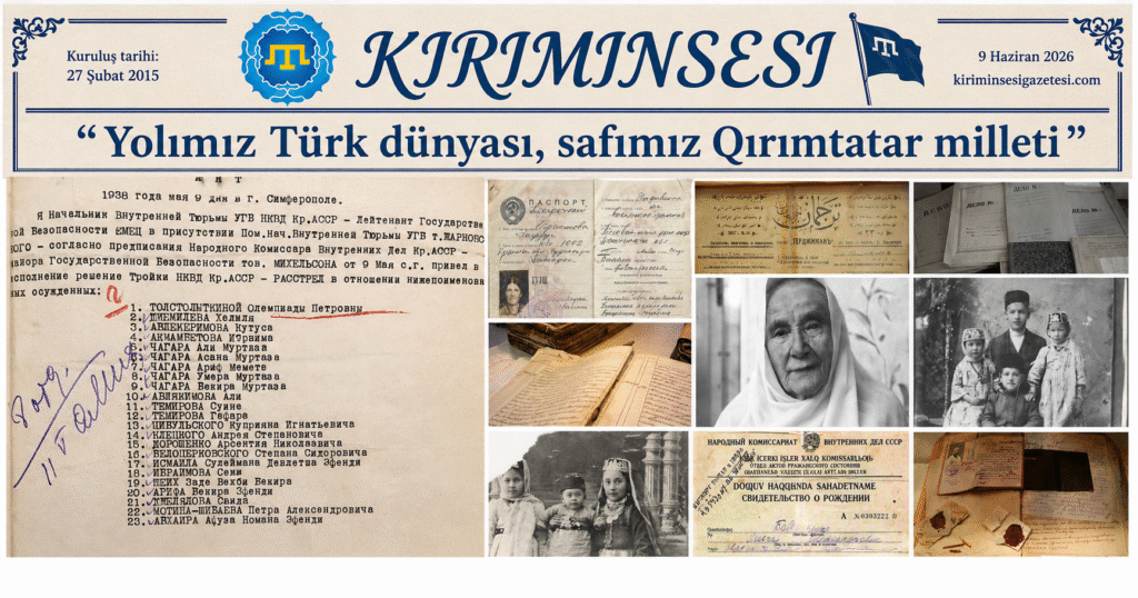 9 Mayıs 1938 tarihli resmiy NKVD vesiqası Ali, Asan, Arif, Ömer ve Bekir Çağarlarnıñ atıluv ükmüni tasdiqlay.